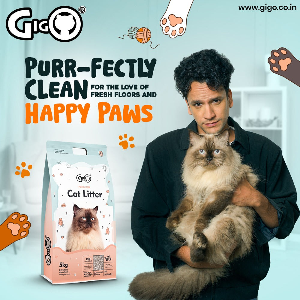 Gigo Premium White Bentonite Cat Litter with Activated Charcoal – Super Hard Clumping, 99% Dust Free, Soft on Paws, Ultra Odour Lock Cat Litter for All Breeds (5kg) Visit the GIGO Store