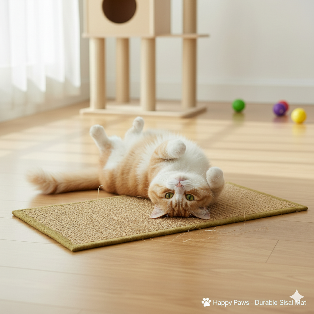 Gigo Cat Scratching Mat 28x80cm – Durable Knitted Jute with Anti-Skid Latex Backing, Prevents Furniture Damage, Long Lasting & Aesthetic Home Friendly Cat Scratch Pad